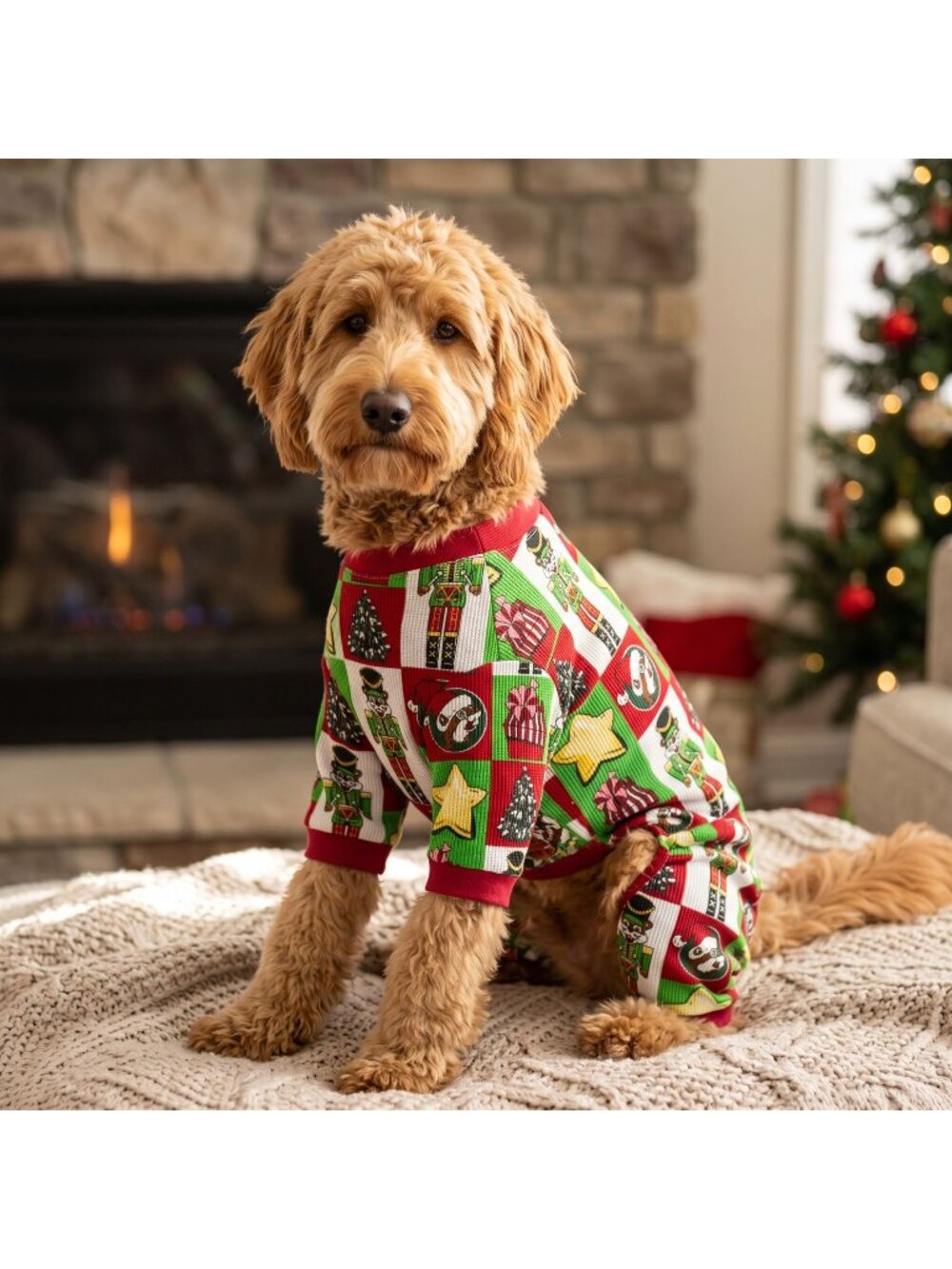 Bucees Christmas Dog Pajamas XL Pet Nutcracker Beaver Waffle Thermal Sleeper